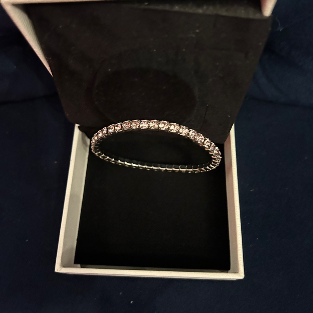 Touchstone Crystal Silver stretch Bracelet with pale pink Stones